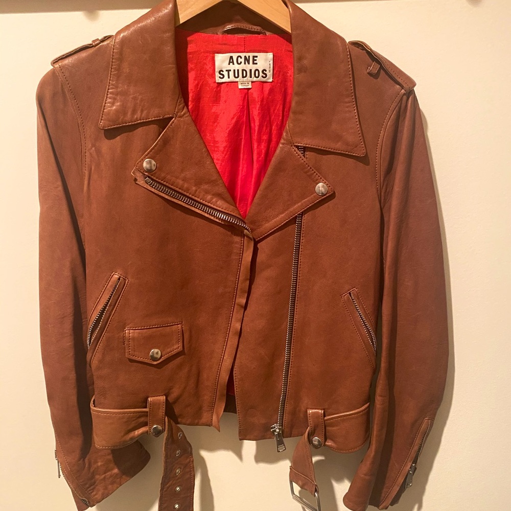 Acne Studios Brown Leather Motorcycle Jacket